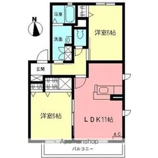 パラシオン向原【2階】の間取り