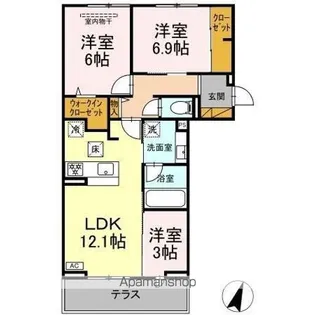 リシェスみのり台 A・B・C B棟【1階】の間取り