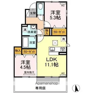 サンシャイン前田 C棟【101号室】の間取り