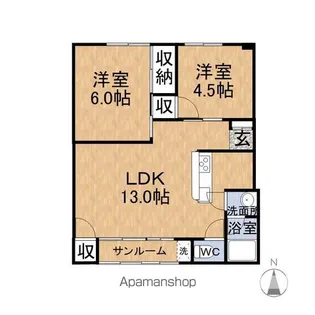 コンフィデンス司【205号室】の間取り