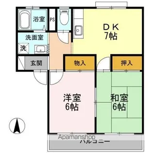 リバティーフジ B棟【102号室】の間取り