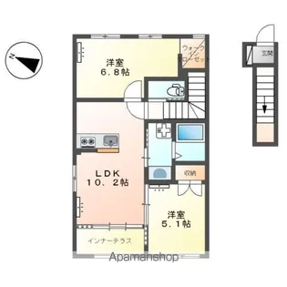 ブルークラウドB【203号室】の間取り