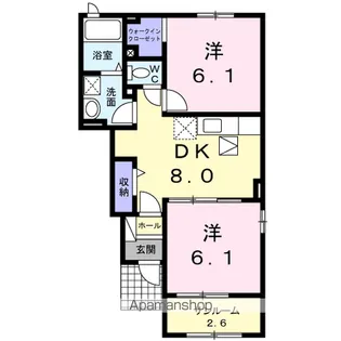 アレーズB【1階】の間取り