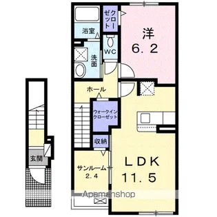 ローレル B【2階】の間取り
