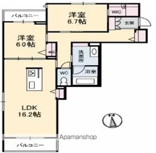 ベレオガーデンズ弥右衛門【2階】の間取り