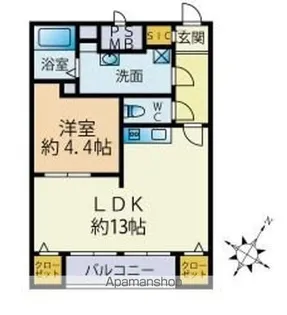 1LDKの間取り画像