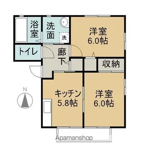 グランシードIBADAI A−E棟【D-102号室】の間取り
