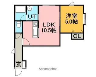 コートブランシェ厚別【106号室】の間取り