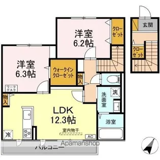 WEST COURT 楓【2階】の間取り