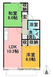 カーサデーリア花園【2階】の間取り