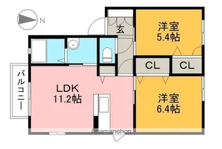 2LDKの間取り画像
