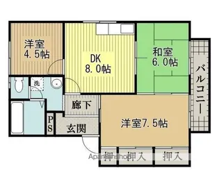 エバーグリーン【2-C号室】の間取り