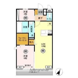 プランドール谷中 C【2階】の間取り