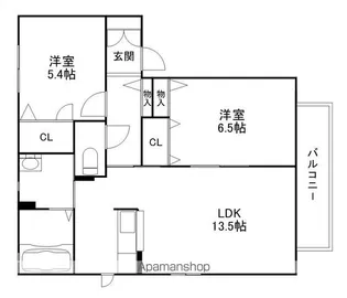 シャーメゾン六条【B201号室】の間取り