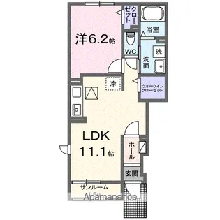 ドエルFTK6番館【1階】の間取り