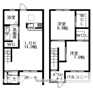 カーサ・ルーチェ【1階】の間取り