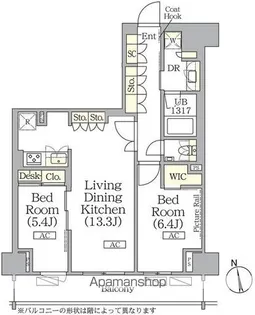 ザ・パークハビオ神楽坂レジデンスSOUTH【4階】の間取り