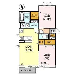 メゾン・ド・ボヌール 秀 A棟【A105号室】の間取り