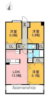 レジオン・ド・ヌール【104号室】の間取り