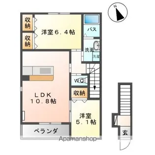福島県郡山市富久山町久保田字下河原【アパート】の間取り