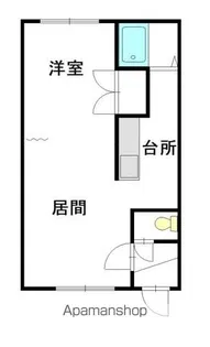 ハイツカワタ【1D号室】の間取り