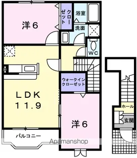 シリアス21B棟【2階】の間取り