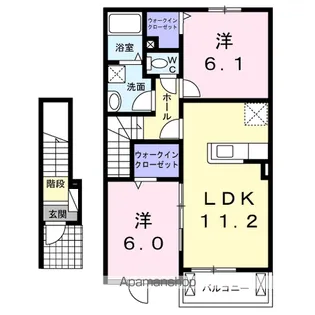 ルーベル鴨島B【2階】の間取り