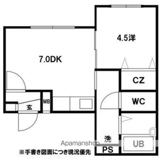 VIVERE東札幌(ヴィブレ東札幌)【202号室】の間取り
