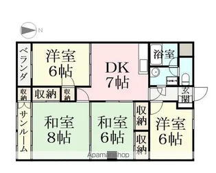 グランドコーポヤシロ【503号室】の間取り