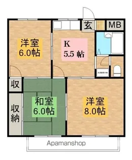 フローラル21 B棟【305号室】の間取り