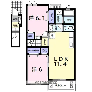 ブライト・ヒルサイトB【2階】の間取り