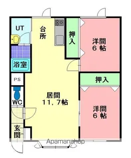 パークサイドまつばらA【102号室】の間取り