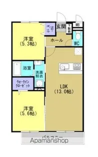 レリアテラス稲荷町【205号室】の間取り