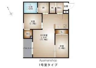 (仮)REGALESTーF 東観音【201号室号室】の間取り