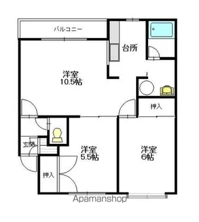 スプリングヒルズA棟【202号室】の間取り