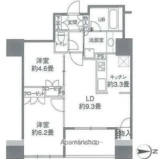 カスタリアタワー品川シーサイド【7階】の間取り
