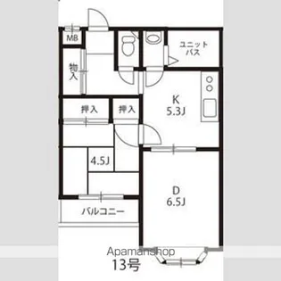スタジオ足利【23号室】の間取り