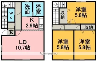 ボヌール福住Ⅲ【101号室】の間取り