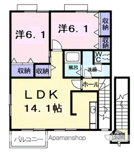 ラフィーネ堀ノ内【2階】の間取り