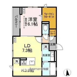 1LDKの間取り画像