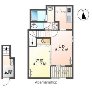 仮)館林市朝日町アパート【2階】の間取り