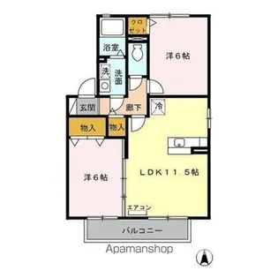 ロジュマン ネサキ ABCD【1階】の間取り