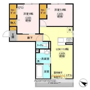 ヴィルヌーブみどりの【3階】の間取り