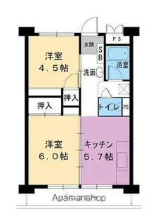 ビレッジハウス南清水タワー1号棟【7階】の間取り