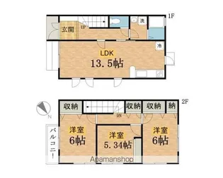東京都八王子市みなみ野5丁目【テラスハウス】の間取り