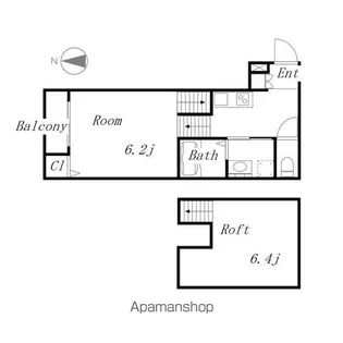 アップルハイム【206号室号室】の間取り