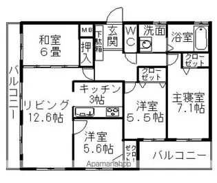 グリーンヒル別府上田の湯【806号室】の間取り