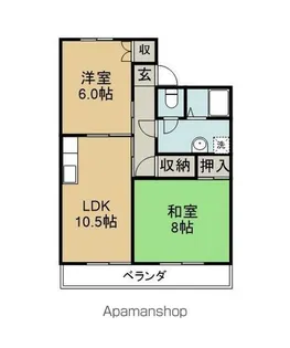セジュール濱田【Ⅱ204号室】の間取り