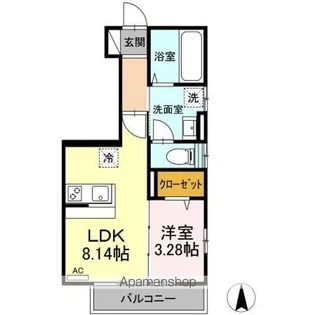 ドゥ・薬師堂 B【1階】の間取り
