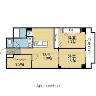 メガロコープ平野2号棟【9階】の間取り